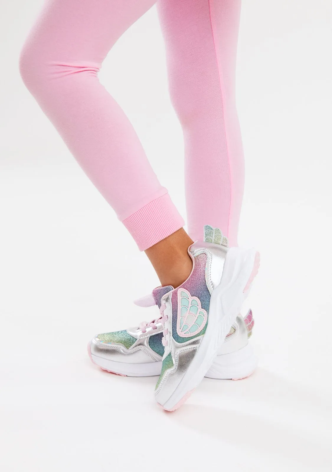 Silver Glitter Unicorn Sneakers with Lights