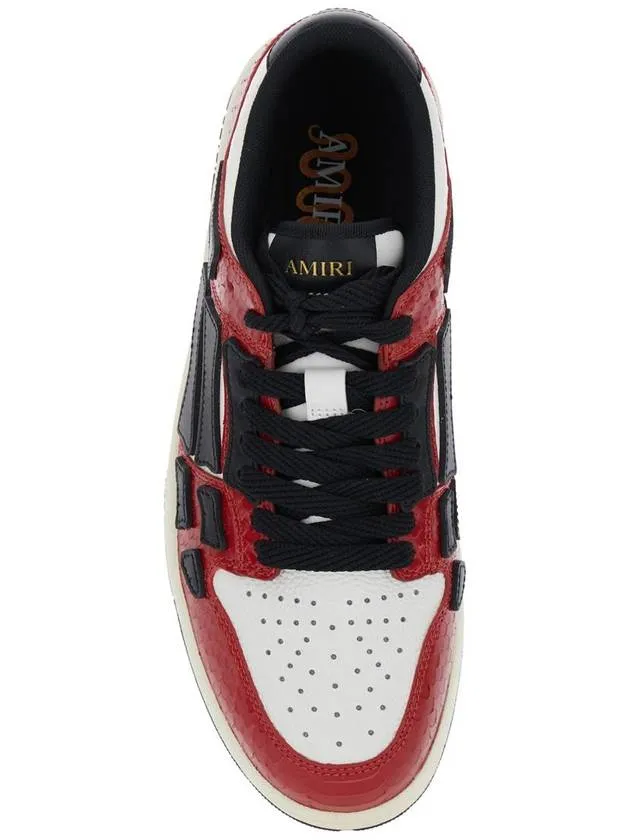 'Skel Top Low' Red Sneakers With Skeleton Patch In Leather Man
