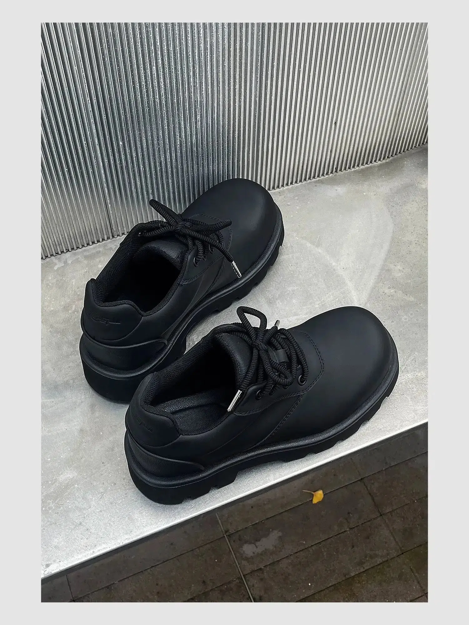 Thick-soled Sports Derby Leather Shoes