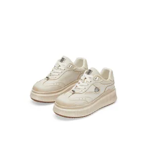 Vintage Rubbed Color Coin Thick Sole Derby Shoes White